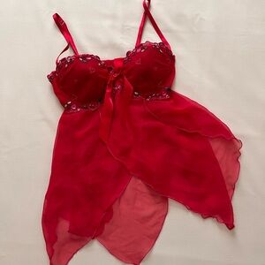 Victoria's Secret Red Sheer Babydoll Chemise